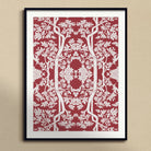 Aviary Black Art Print, Framed Botanical Art Print Red Background White Floral