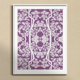 Aviary Black Art Print, Framed Purple White Botanical Print Symmetrical Trees Floral