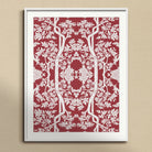 Aviary Black Art Print, Framed Red White Floral Tree Pattern Artwork