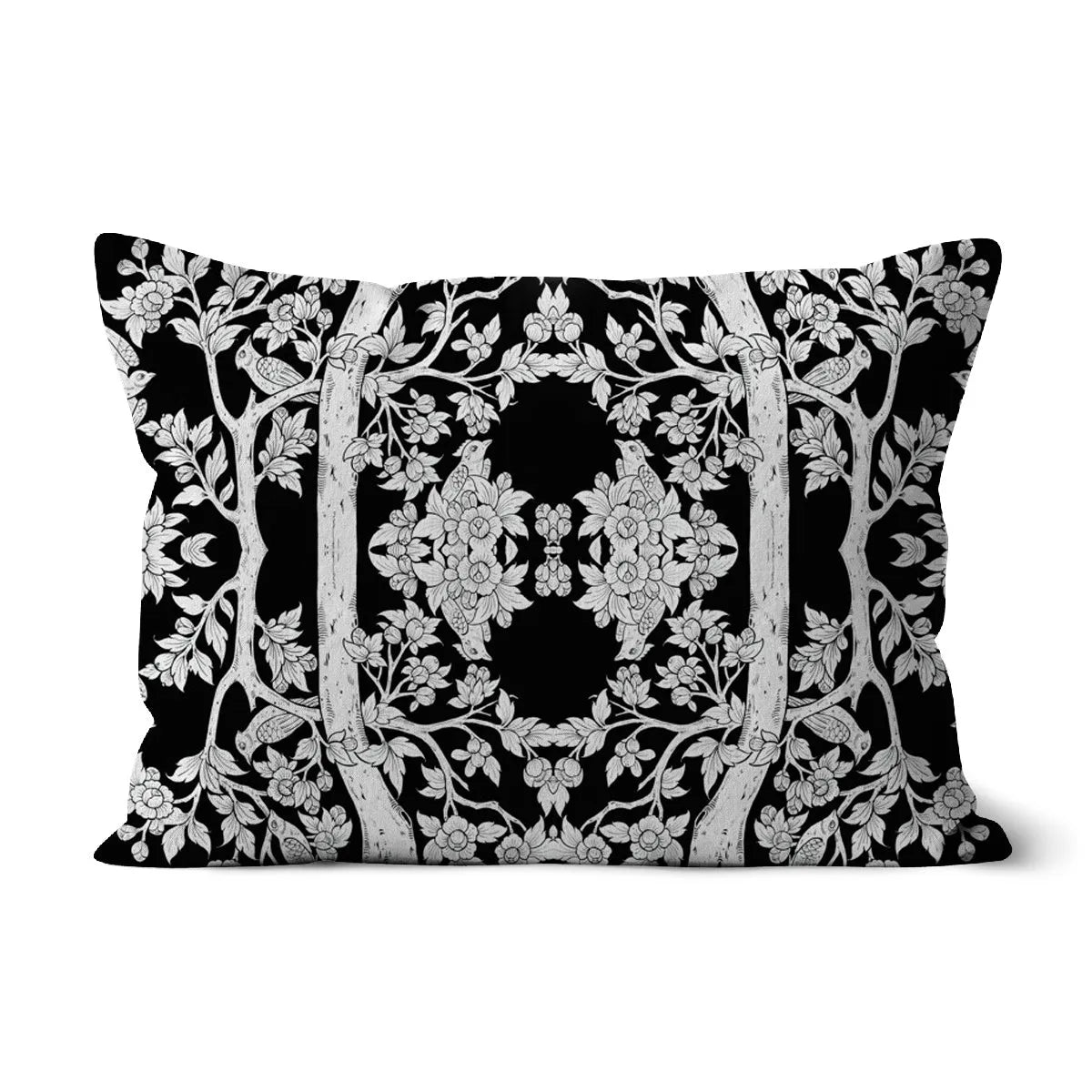 Aviary Black Cushion - Decorative Throw Pillow - Canvas / 19x13 - Pillows - Toby