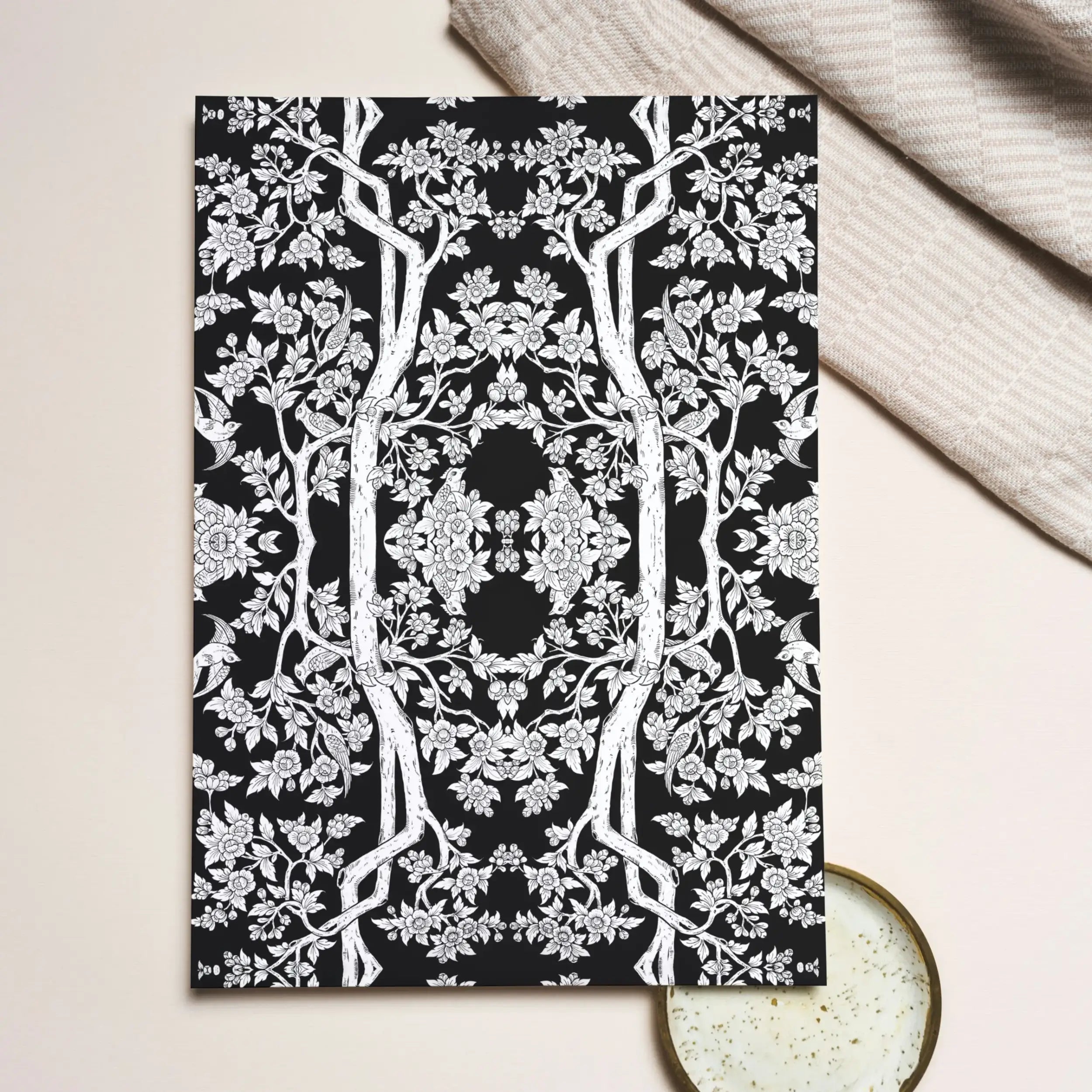 Aviary Black Greeting Card - & Note Cards - Aesthetic Art