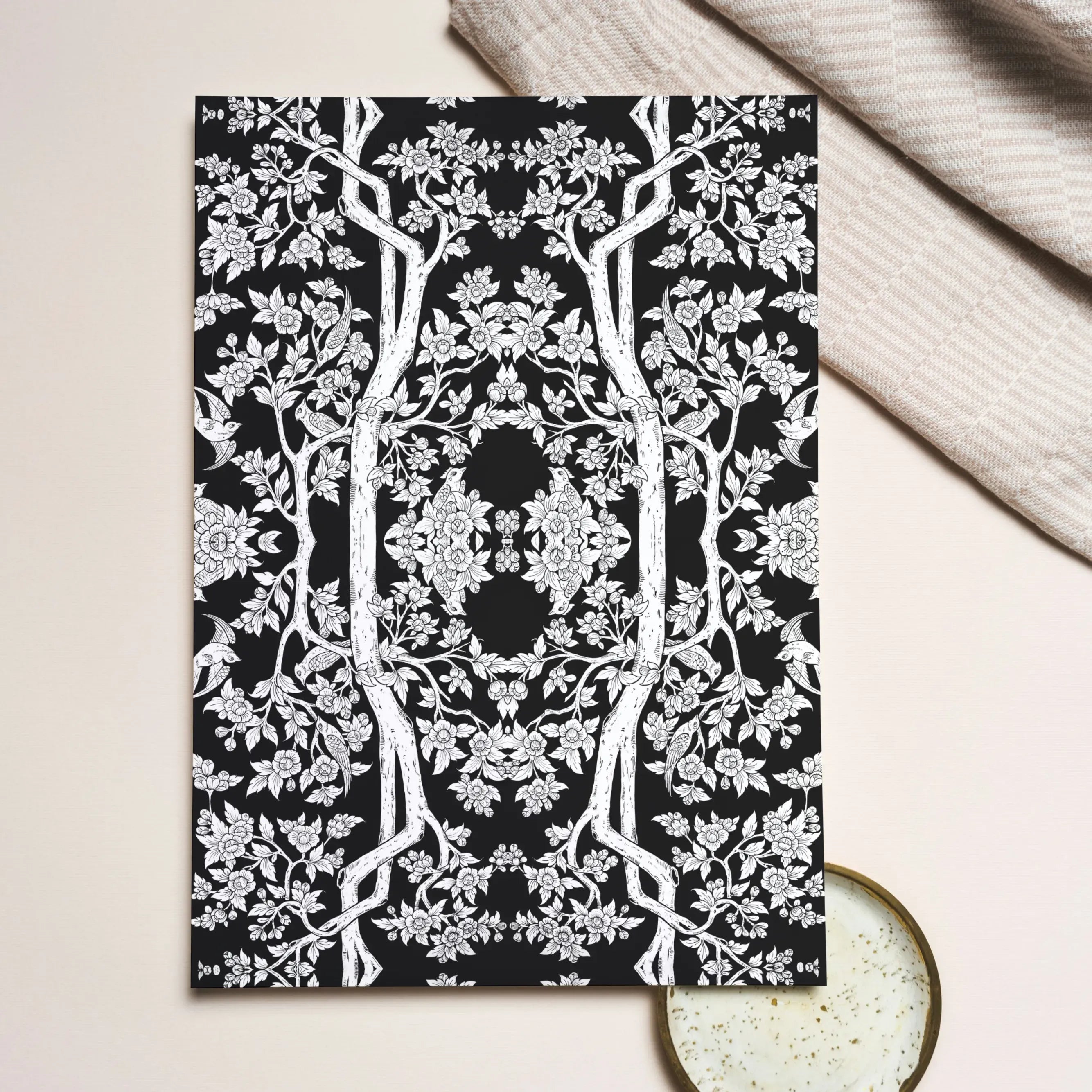 Aviary Black Greeting Card - Greeting & Note Cards - Aesthetic Art