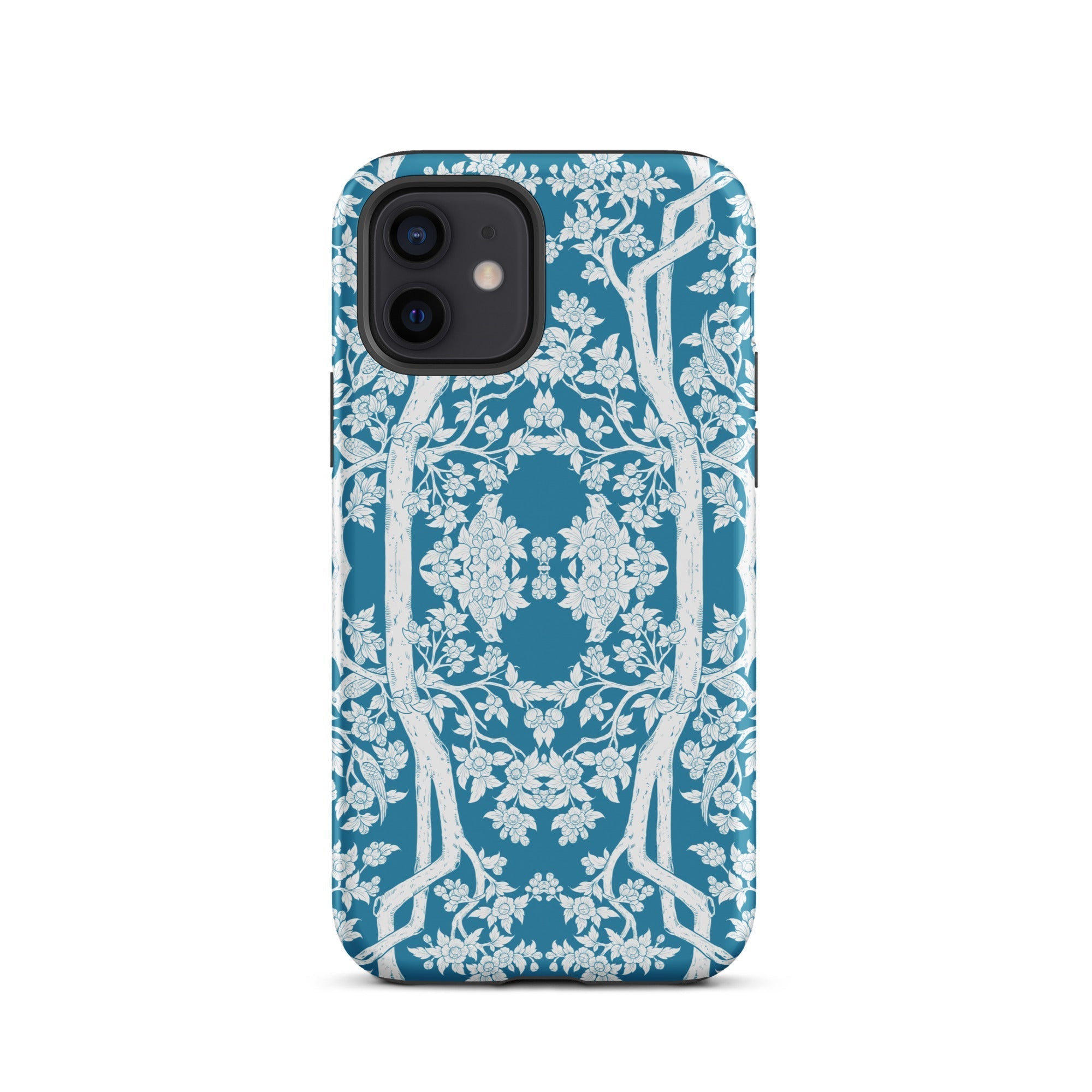 Aviary Blue Aesthetic Pattern Art Iphone Case, 12 / Matte, Blue Floral Patterned Phone Case