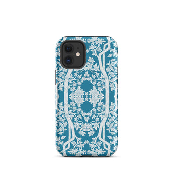 Aviary Blue Aesthetic Pattern Art Iphone Case, 12 Mini / Matte, Blue White Floral Patterned Phone Case