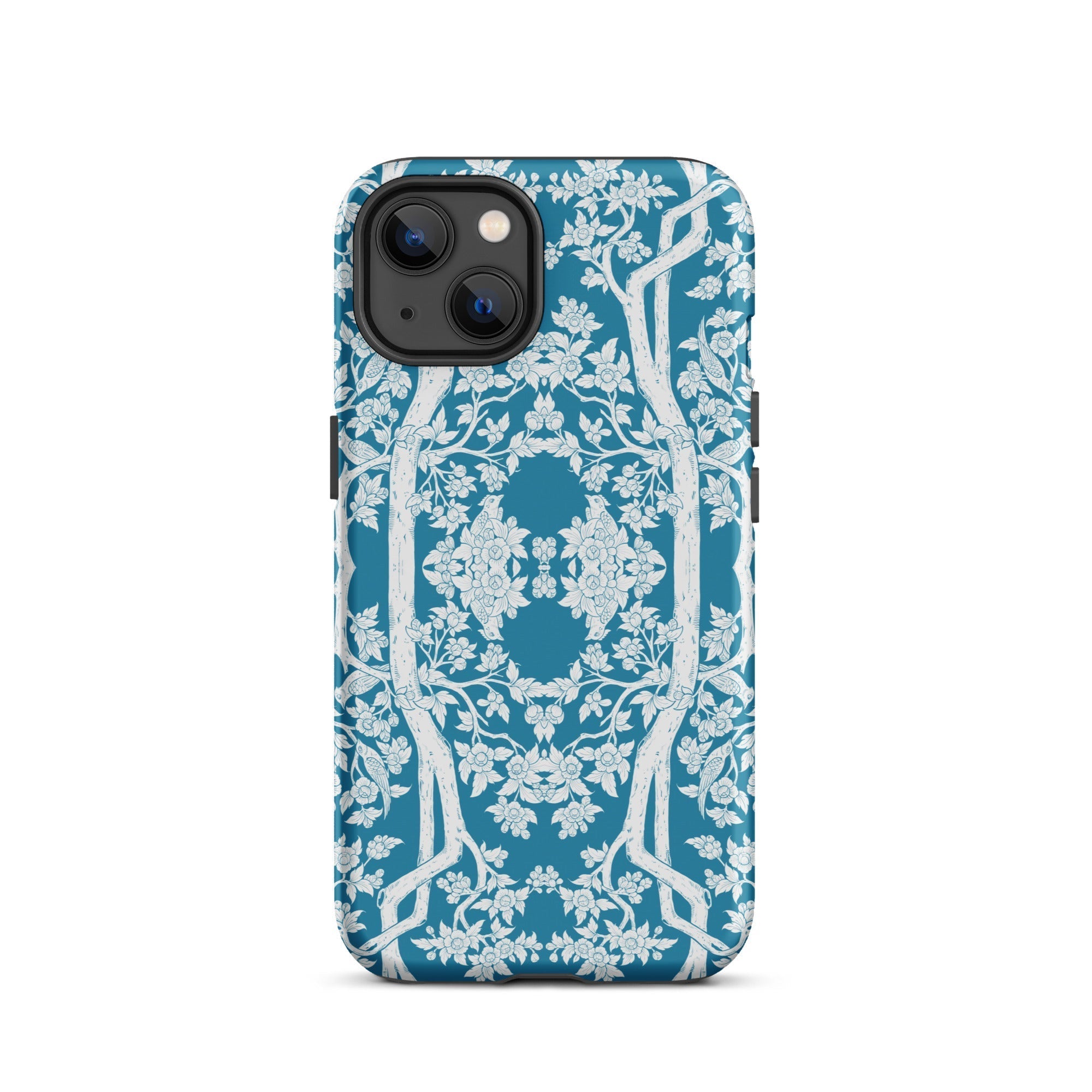Aviary Blue Aesthetic Pattern Art Iphone Case, 13 / Matte, Floral Patterned Phone Case