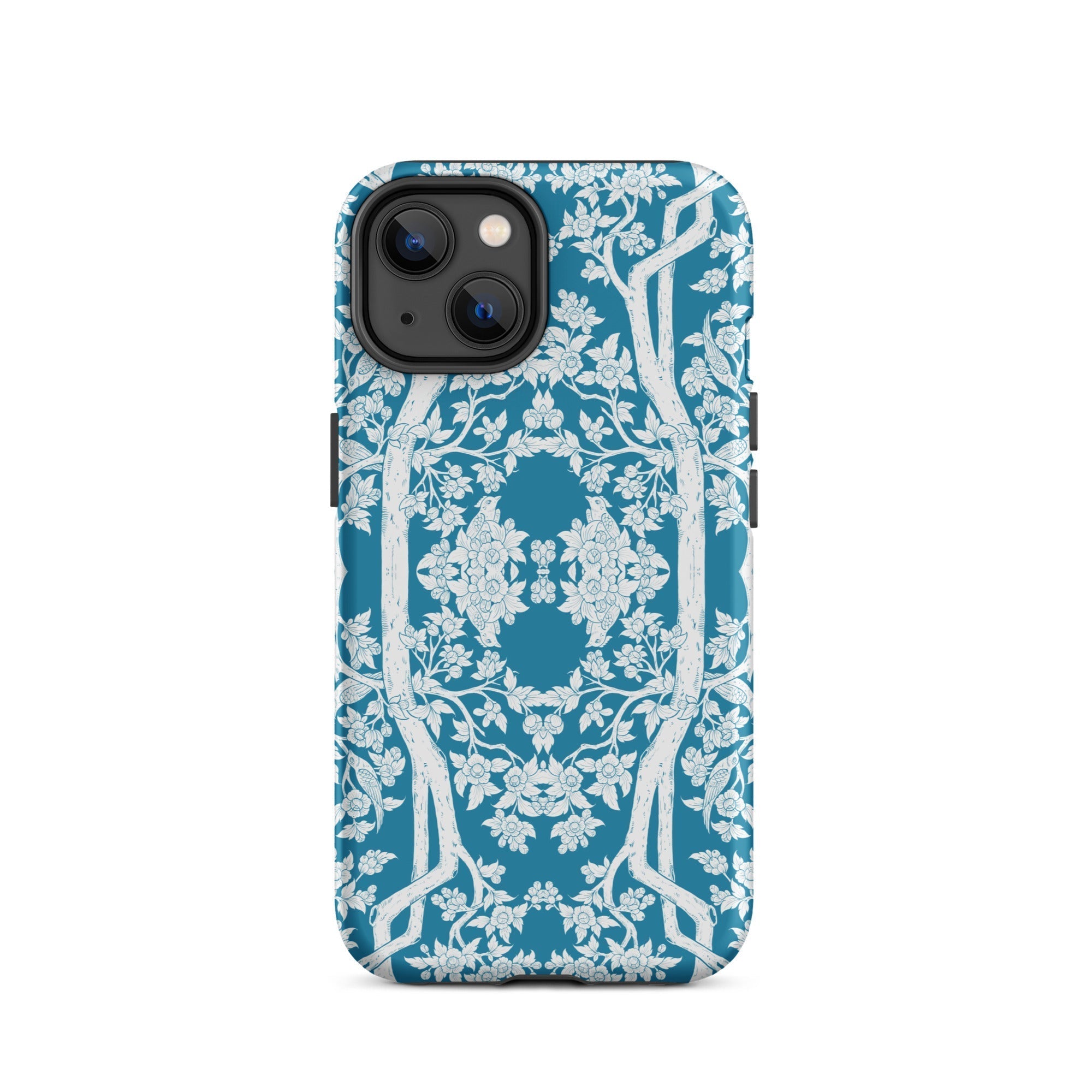Aviary Blue Aesthetic Pattern Art Iphone Case, 14 / Matte, Blue Floral Patterned Phone Case