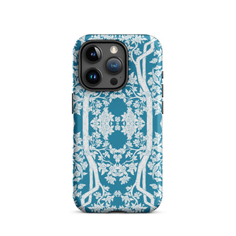 Aviary Blue Aesthetic Pattern Art Iphone Case, 15 Pro / Matte, Blue Floral Patterned Phone Case