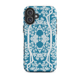 Aviary Blue Aesthetic Pattern Art Iphone Case, 16 Plus / Matte, Blue Phone Case Floral Design