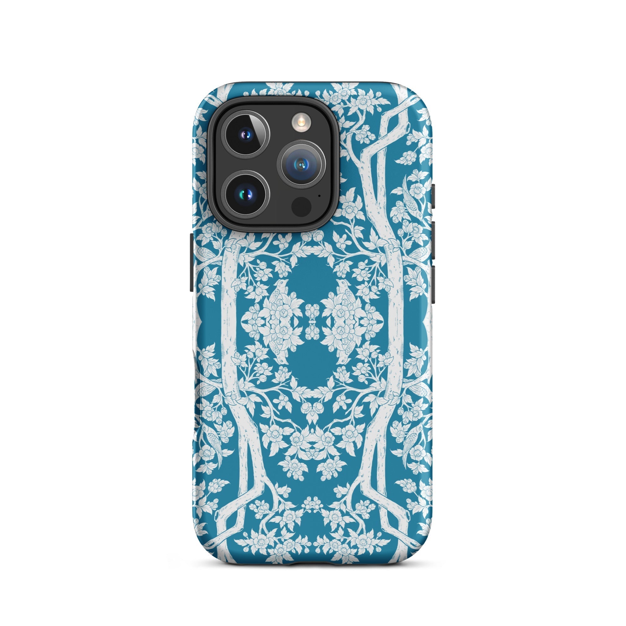Aviary Blue Aesthetic Pattern Art Iphone Case, 16 Pro / Matte, Blue Floral Patterned Phone Case