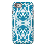 Aviary Blue Aesthetic Pattern Art Iphone Case, 8 / Matte, Decorative Phone Case Teal Background Intricate White Floral