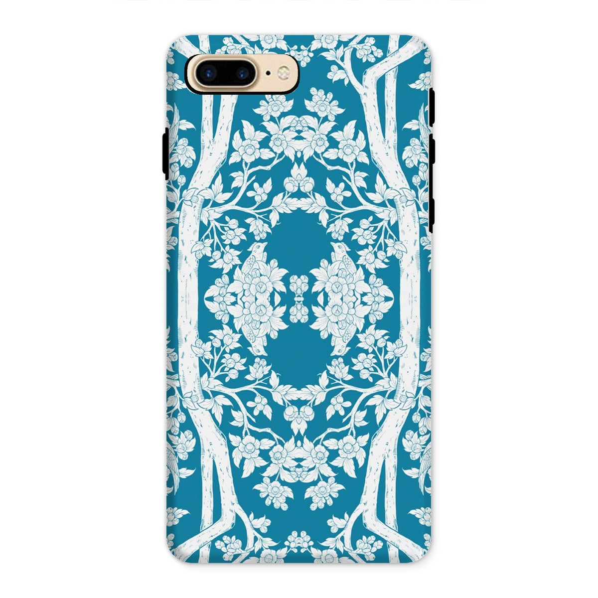 Aviary Blue Aesthetic Pattern Art Iphone Case, 8 Plus / Matte, Decorative Phone Case Intricate White Floral Pattern Teal