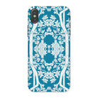 Aviary Blue Aesthetic Pattern Art Iphone Case, x / Matte, Decorative Phone Case Intricate White Floral Pattern Teal