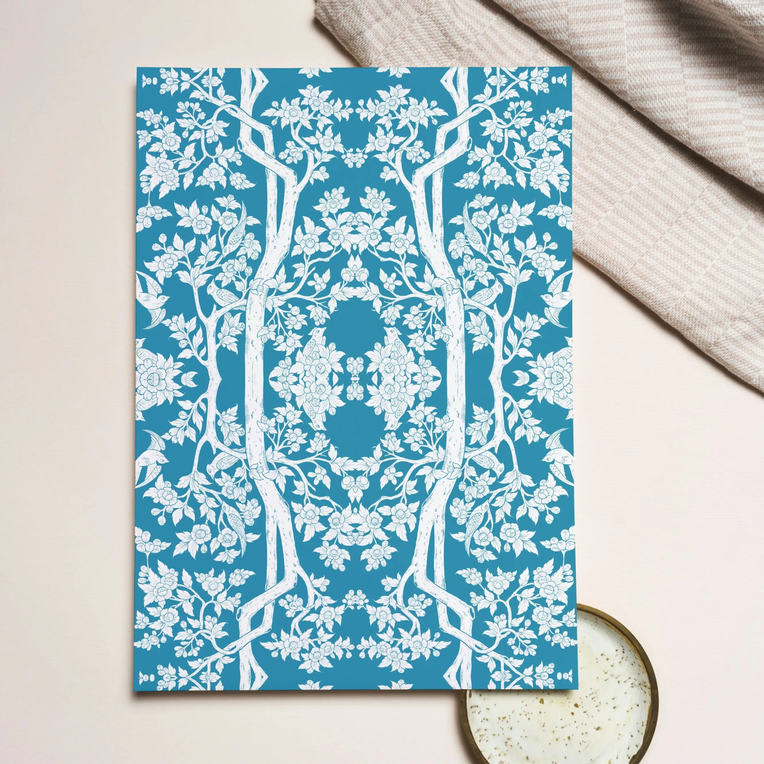 Aviary Blue Greeting Card - Greeting & Note Cards - Aesthetic Art