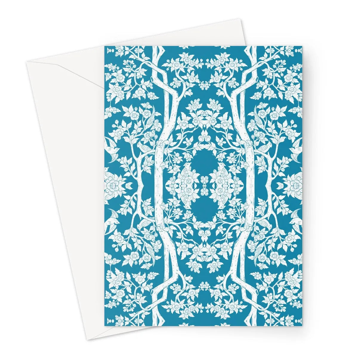 Aviary Blue Greeting Card - A5 Portrait / 1 Card - Greeting & Note Cards - Aesthetic Art