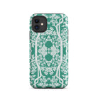 Aviary Green Aesthetic Pattern Art Iphone Case, 11 / Matte, Green Phone Case White Floral Pattern