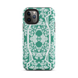 Aviary Green Aesthetic Pattern Art Iphone Case 11 Pro / Matte Green White Floral Patterned Phone Case Pattern Art Phone, Battle-tested