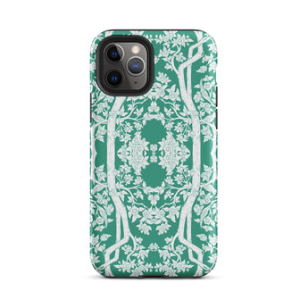 Aviary Green Aesthetic Pattern Art Iphone Case 11 Pro / Matte Green White Floral Patterned Phone Case Pattern Art Phone, Battle-tested