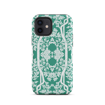 Aviary Green Aesthetic Pattern Art Iphone Case 12 / Matte Green Floral Patterned Phone Case Pattern Art Phone, Battle-tested Design, Cases