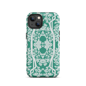 Aviary Green Aesthetic Pattern Art Iphone Case, 13 / Matte, Green Floral Patterned Phone Case