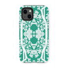 Aviary Green Aesthetic Pattern Art Iphone Case, 13 Mini / Matte, Decorative Green White Floral Patterned Phone Case Iphone