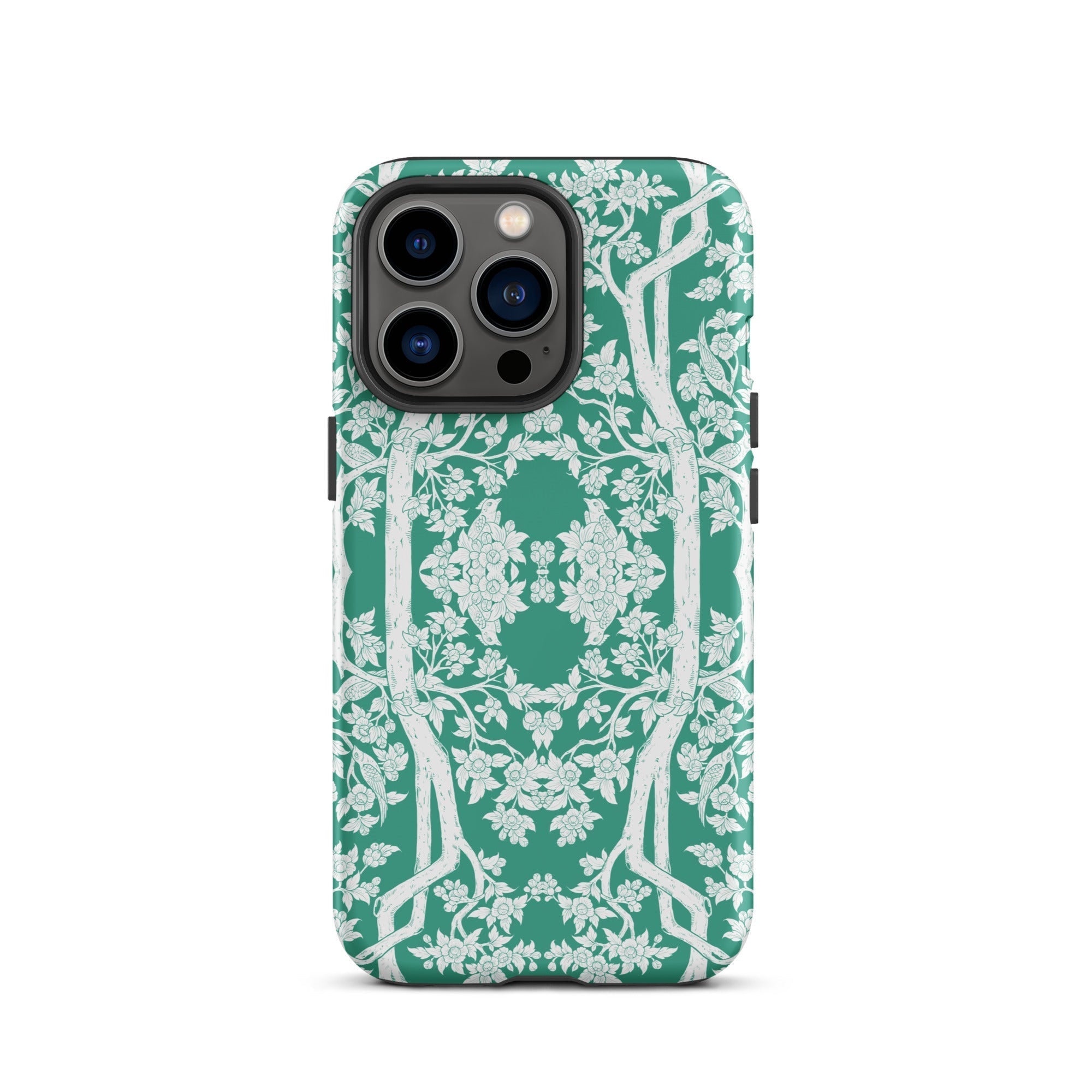 Aviary Green Aesthetic Pattern Art Iphone Case, 13 Pro / Matte, Green White Floral Patterned Phone Case