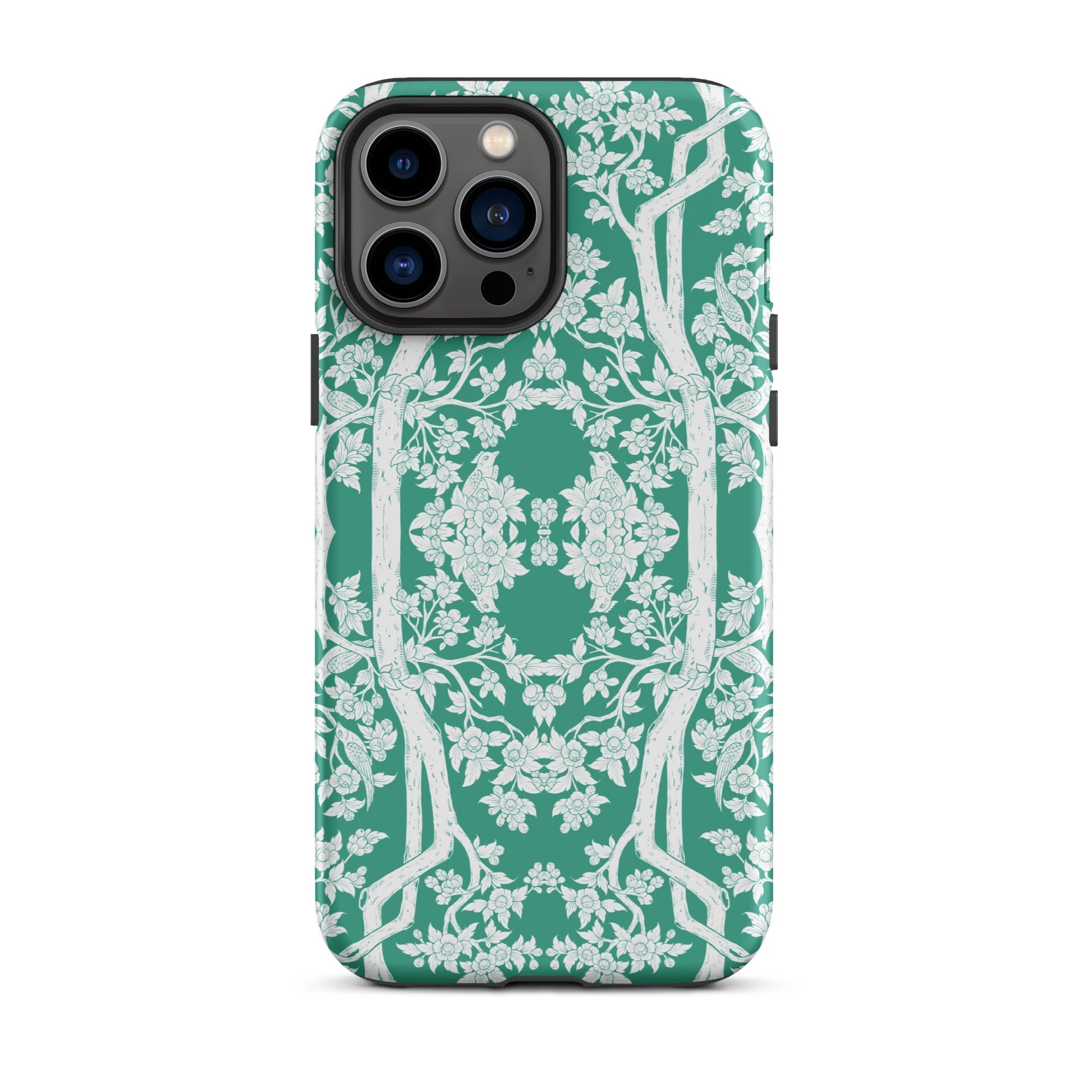 Aviary Green Aesthetic Pattern Art Iphone Case, 13 Pro Max / Matte, Green Floral Patterned Phone Case