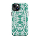 Aviary Green Aesthetic Pattern Art Iphone Case, 15 Plus / Matte, Green Floral Patterned Phone Case