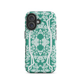 Aviary Green Aesthetic Pattern Art Iphone Case 16 / Matte Green Phone Case Floral Design Pattern Art Phone, Battle-tested Design, Cases