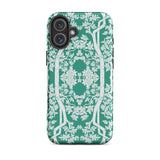 Aviary Green Aesthetic Pattern Art Iphone Case 16 Plus / Matte Green Phone Case Floral Tree Design Pattern Art Phone, Battle-tested Design,