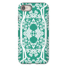 Aviary Green Aesthetic Pattern Art Iphone Case, 8 / Matte, Decorative Green White Floral Patterned Phone Case
