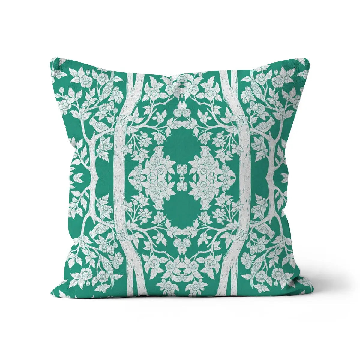 Aviary Green Cushion - Decorative Throw Pillow - Linen / 18’’x18’’ - Pillows - Aesthetic Art