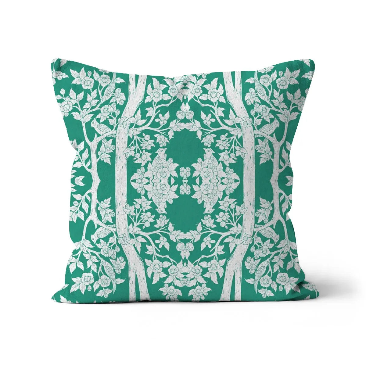 Aviary Green Cushion - Decorative Throw Pillow - Linen / 18’x18’ - Throw Pillows - Aesthetic Art