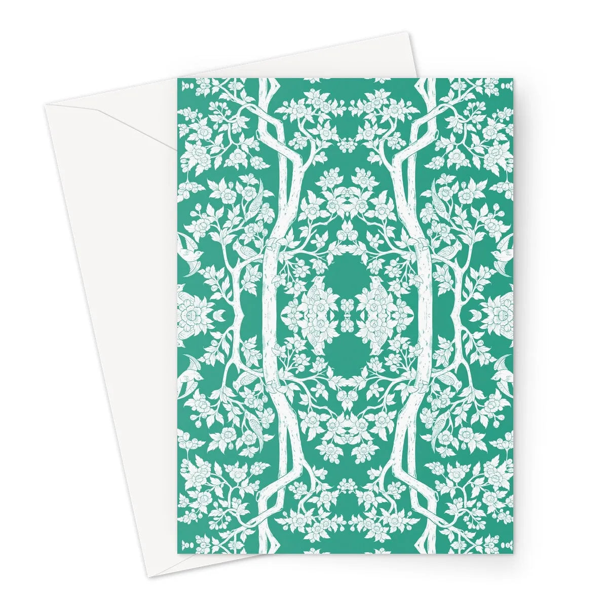 Aviary Green Greeting Card - A5 Portrait / 1 Card - Greeting & Note Cards - Aesthetic Art