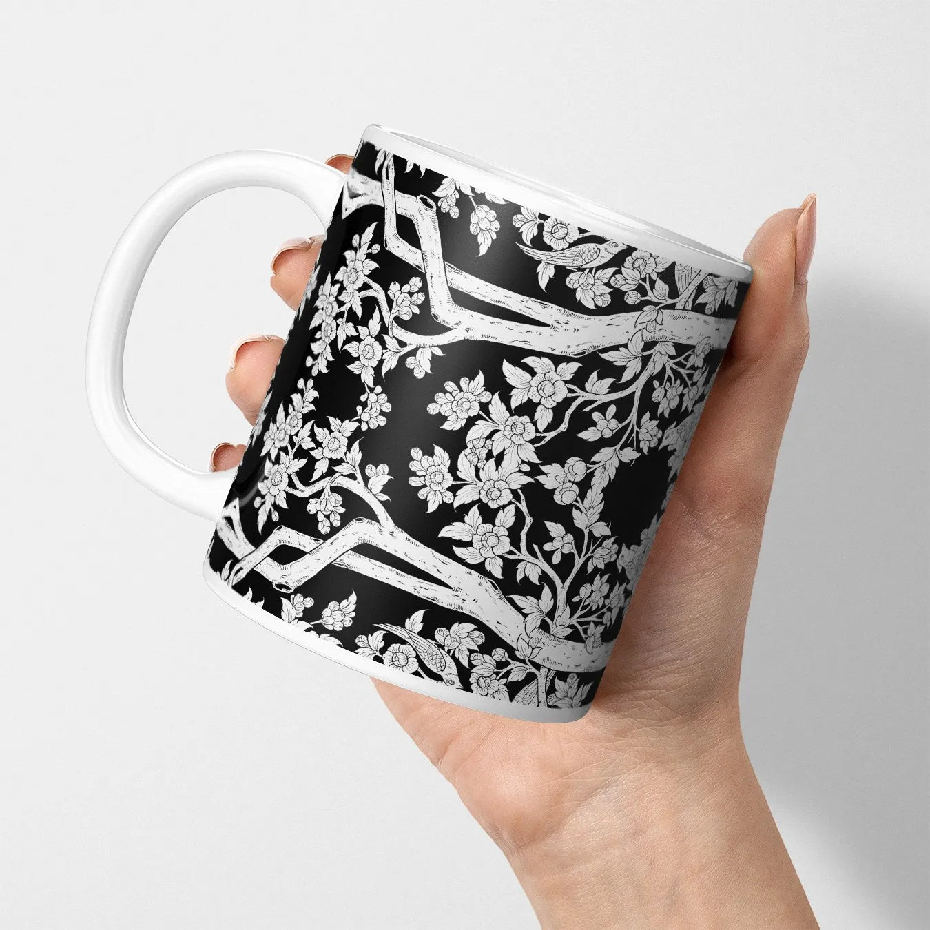 Aviary Mug — Black And White - 11oz - Mugs - Aesthetic Art