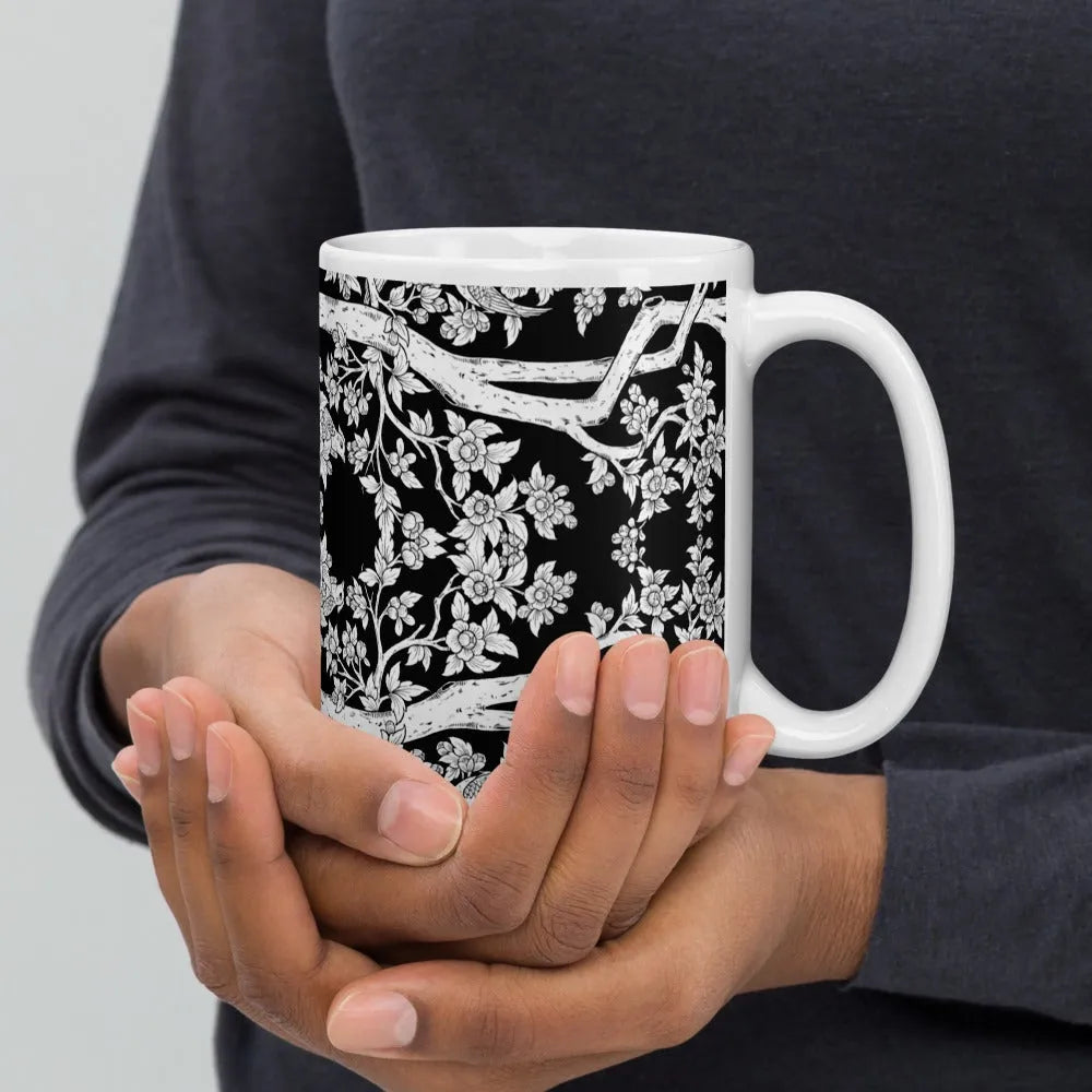 Aviary Mug — Black And White - 15oz - Mugs - Aesthetic Art