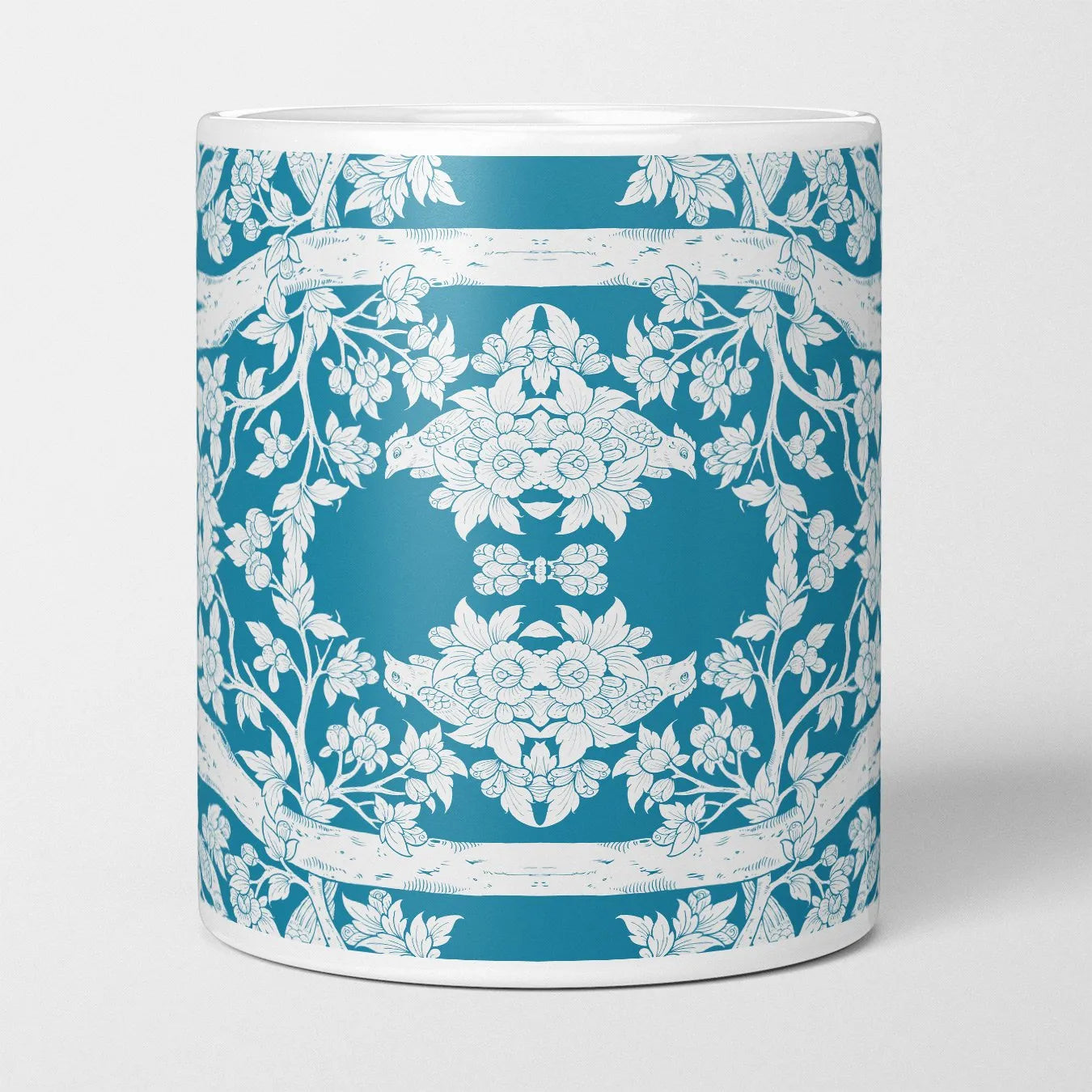 Aviary Mug — Blue - Mugs - Aesthetic Art