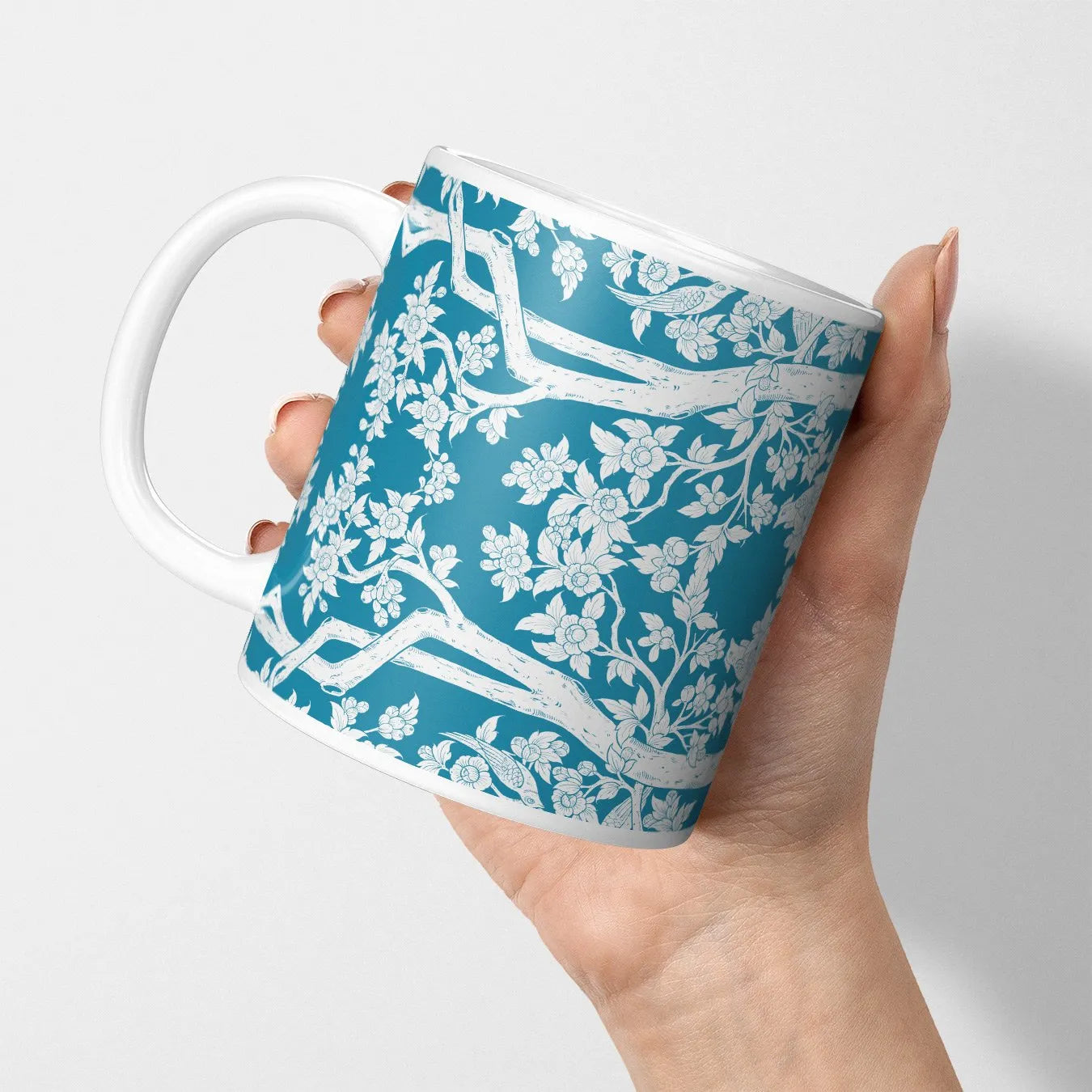 Aviary Mug — Blue - 11oz - Mugs - Aesthetic Art