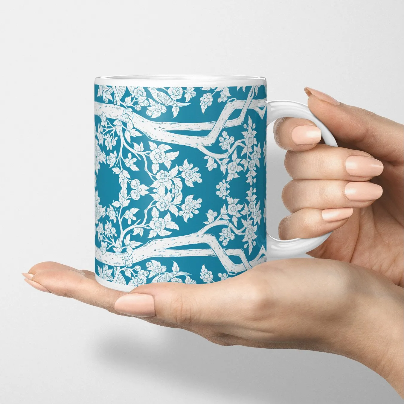 Aviary Mug — Blue - Mugs - Aesthetic Art