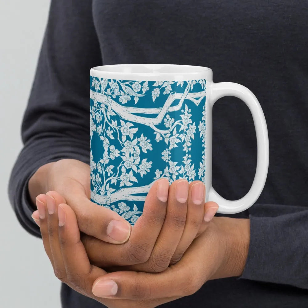 Aviary Mug — Blue - 15oz - Mugs - Aesthetic Art