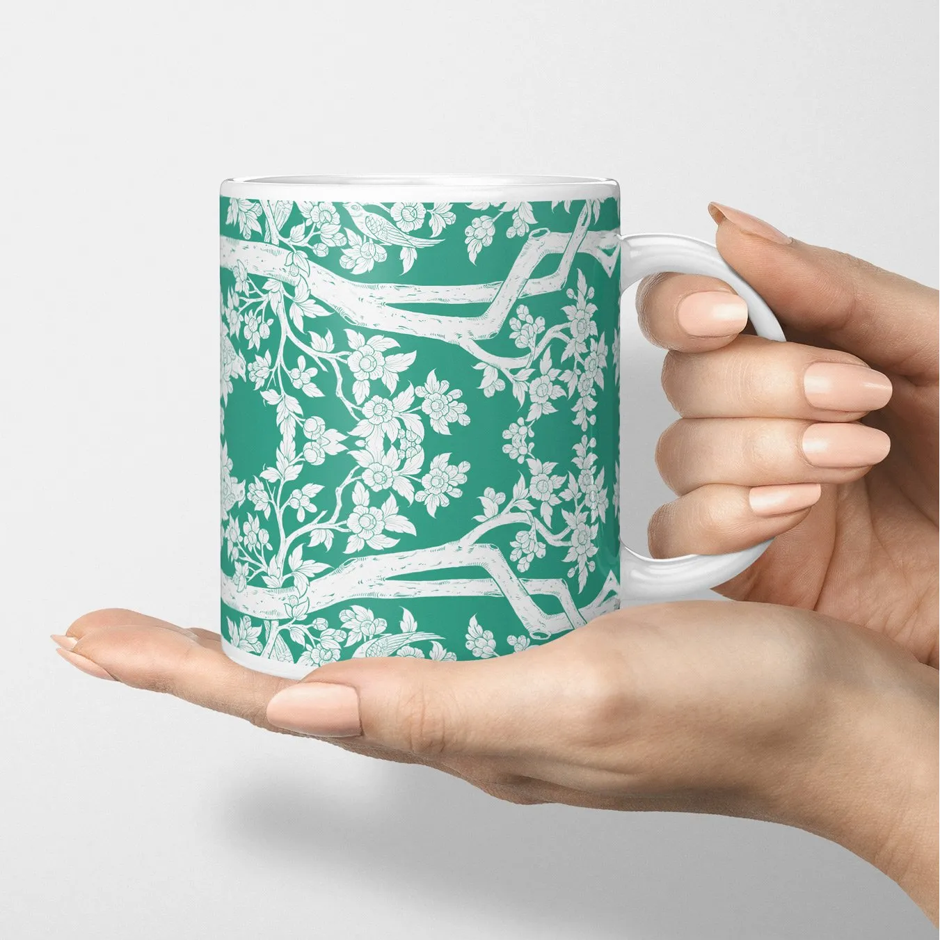 Aviary Mug — Green - Mugs - Aesthetic Art