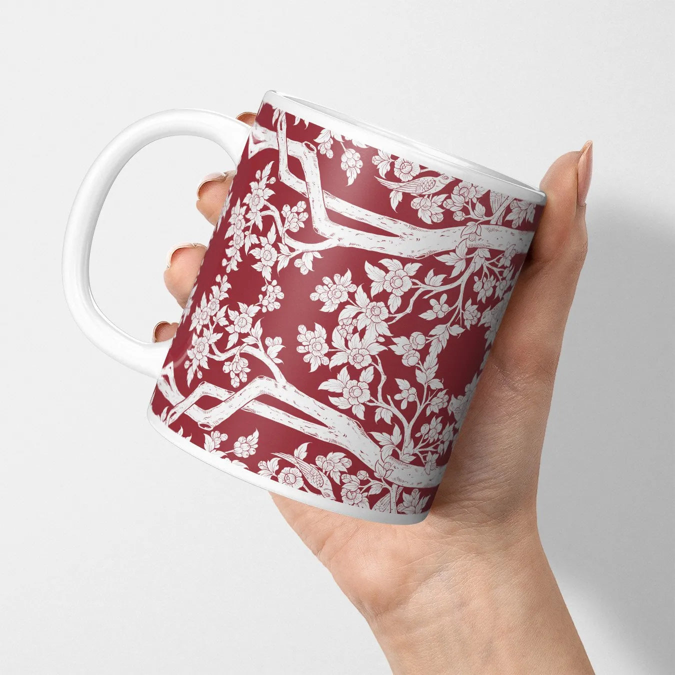 Aviary Mug — red - 11oz - Mugs - Aesthetic Art