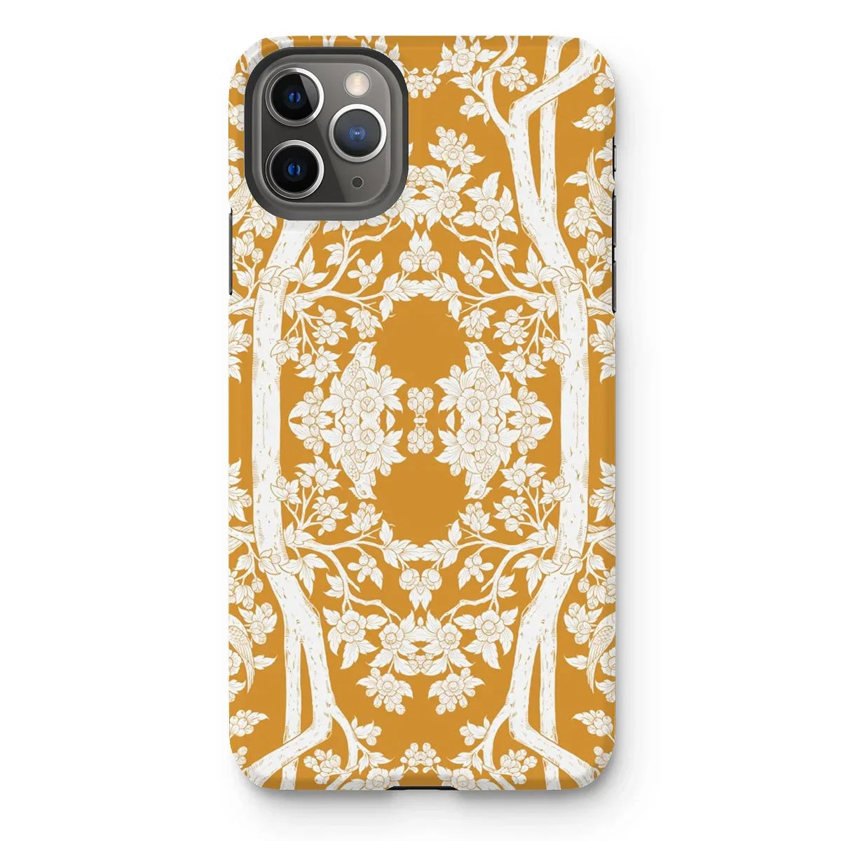 Aviary Orange Aesthetic Pattern Art Iphone Case, 11 Pro Max / Matte, Decorative Iphone Case Intricate Floral Pattern White Golden