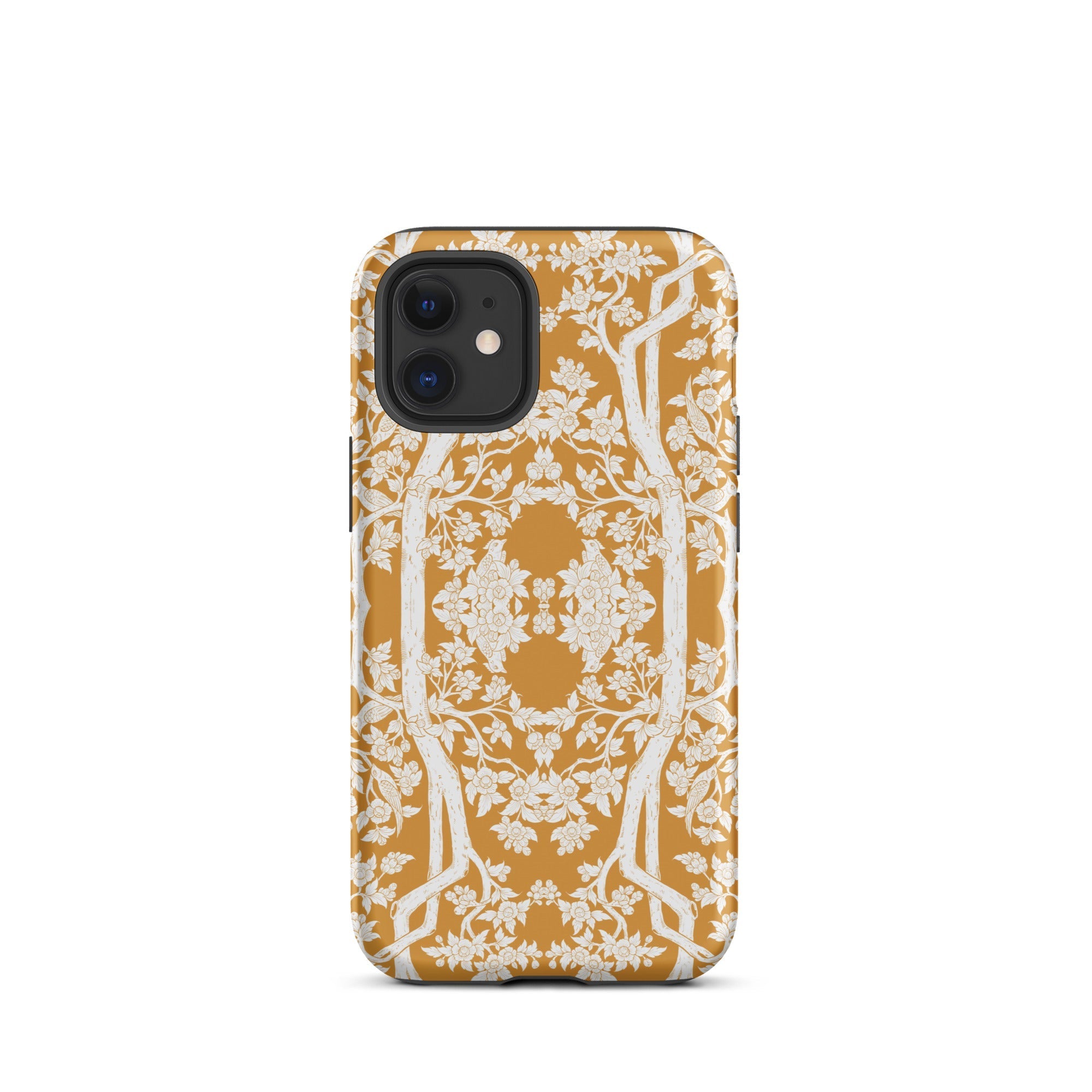 Aviary Orange Aesthetic Pattern Art Iphone Case, 12 Mini / Matte, Floral Patterned Phone Case