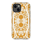 Aviary Orange Aesthetic Pattern Art Iphone Case, 13 / Matte, Decorative Iphone Case Yellow Background White Floral Pattern