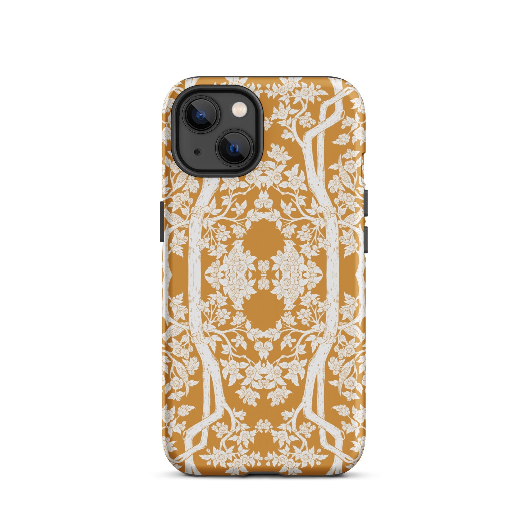 Aviary Orange Aesthetic Pattern Art Iphone Case, 13 / Matte, Floral Patterned Phone Case