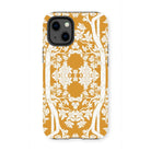 Aviary Orange Aesthetic Pattern Art Iphone Case, 13 Mini / Matte, Decorative Phone Case Yellow White Floral Pattern