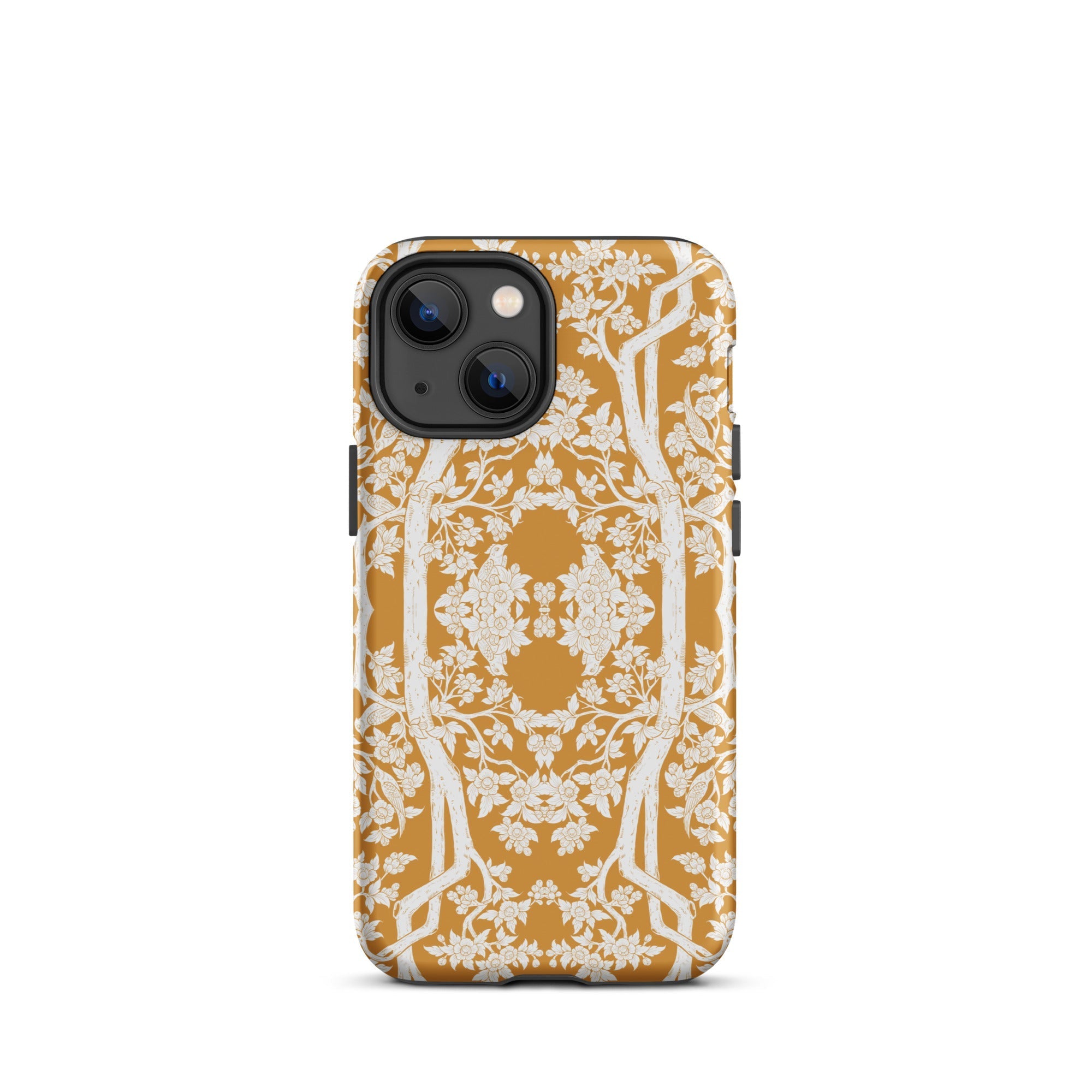 Aviary Orange Aesthetic Pattern Art Iphone Case, 13 Mini / Matte, Floral Patterned Phone Case