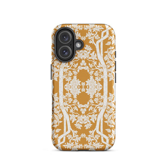 Aviary Orange Aesthetic Pattern Art Iphone Case, 16 / Matte, Floral Patterned Phone Case