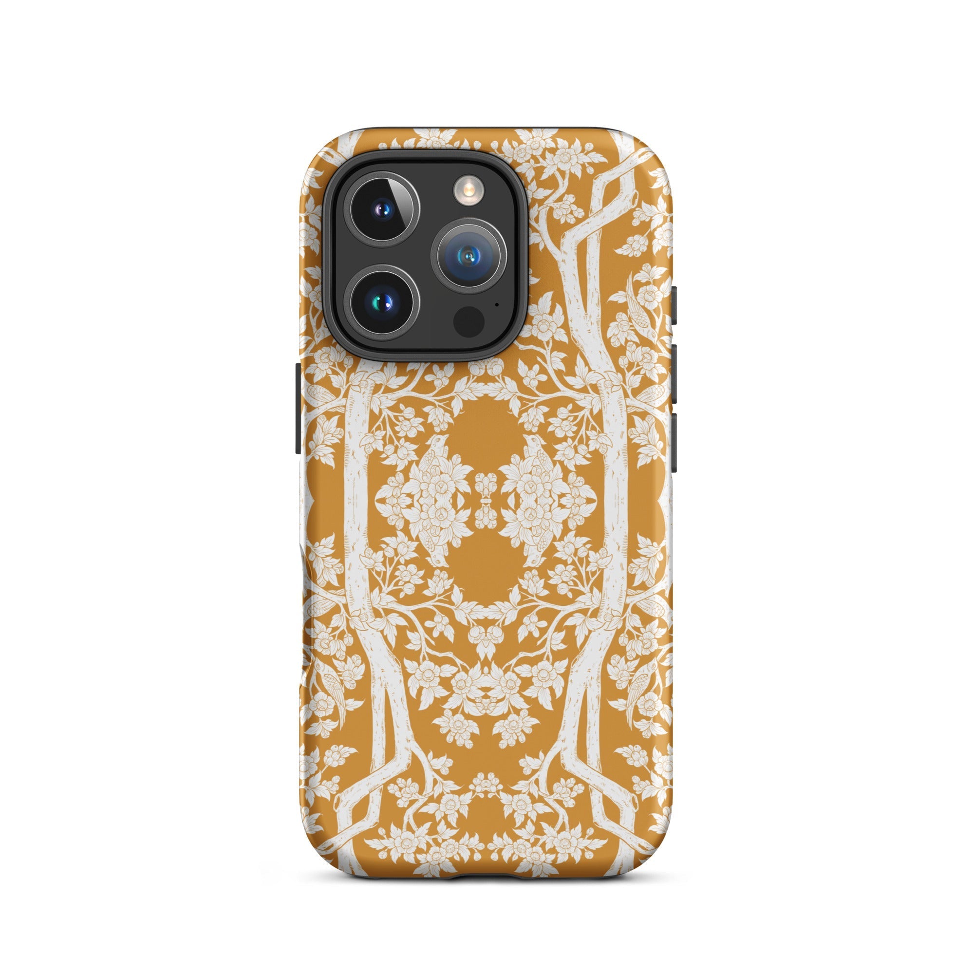 Aviary Orange Aesthetic Pattern Art Iphone Case, 16 Pro / Matte, Floral Patterned Phone Case