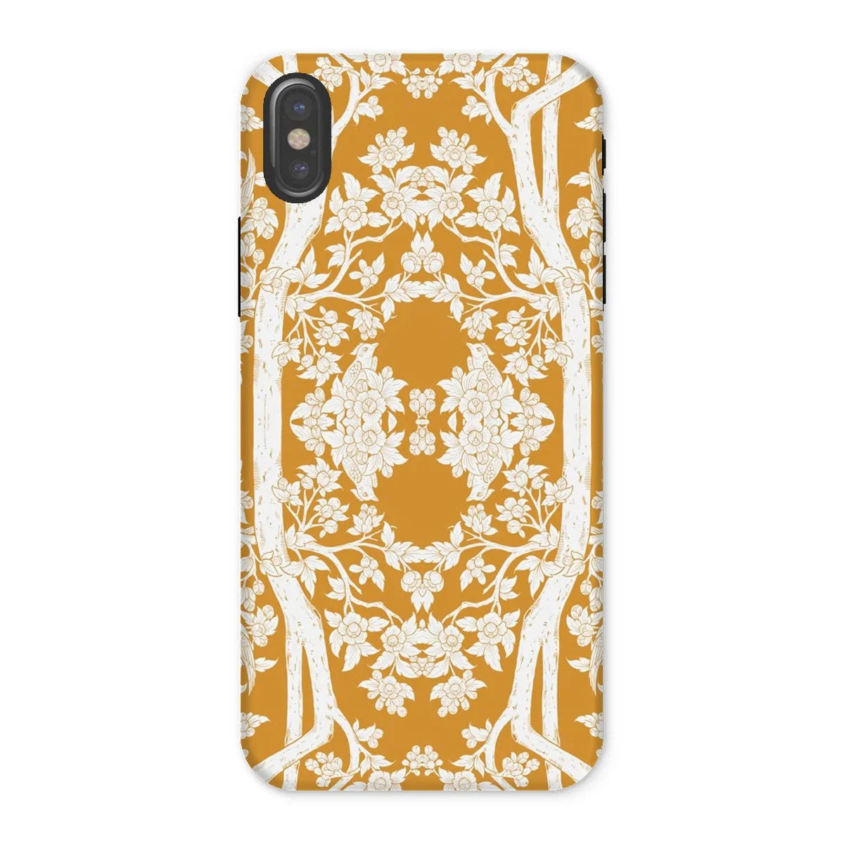 Aviary Orange Aesthetic Pattern Art Iphone Case, x / Matte, Decorative Phone Case Intricate Floral Pattern White Mustard